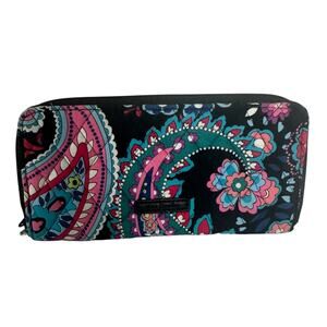 Vera Bradley Haymarket Paisley RFID Accordion Wristlet Wallet Cotton Organizer